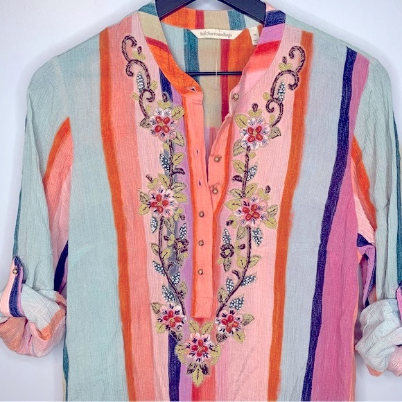 Soft Surroundings Icon Stripe Aruba Caftan Dress Size XS - Picture 6 of 10